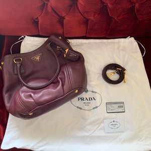 PRADA eggplant leather shoulder bag
